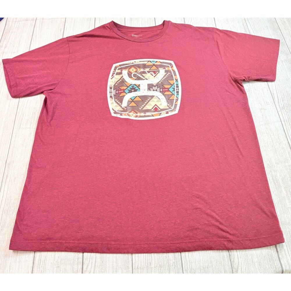 Hooey Men’s Zenith Logo Graphic T-shirt Western Aztec Maroon Size XXXL